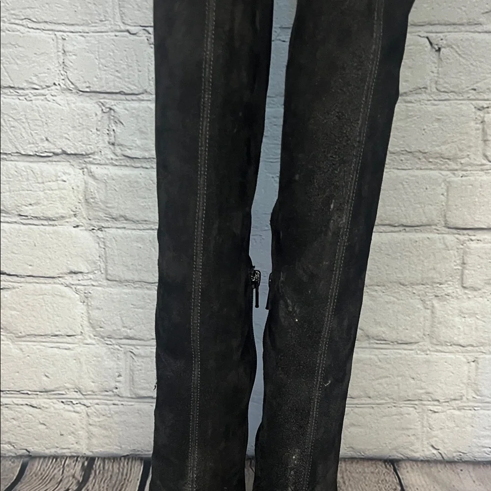 free people Elegant Black Suede Over the Knee Boots